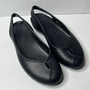 Crocs Olivia II Black Iconic Comfort Flat Sling Back Dress Shoes Women’s Size 9